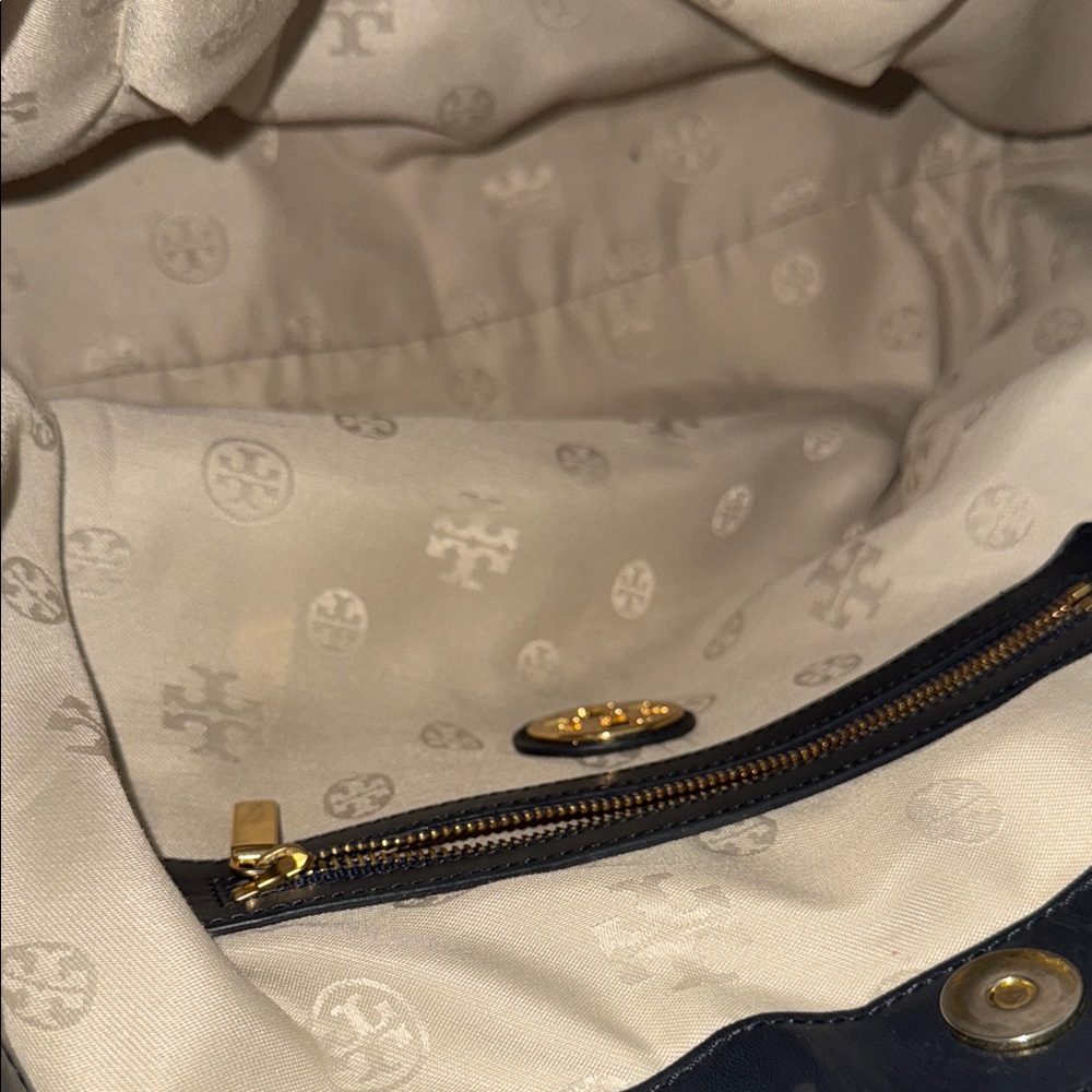Tory Burch Black and Tan Leather Canvas Tote - Picture 11 of 14